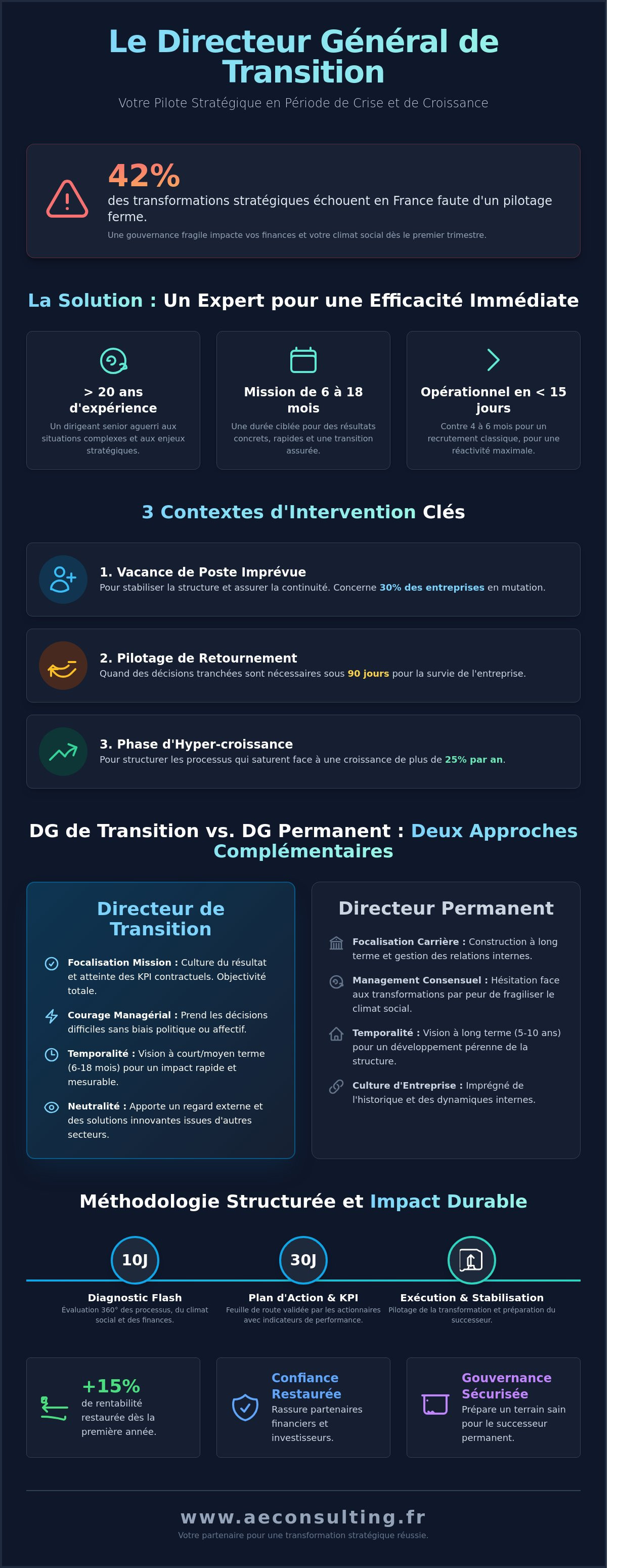 Directeur général de transition infographic - visual guide