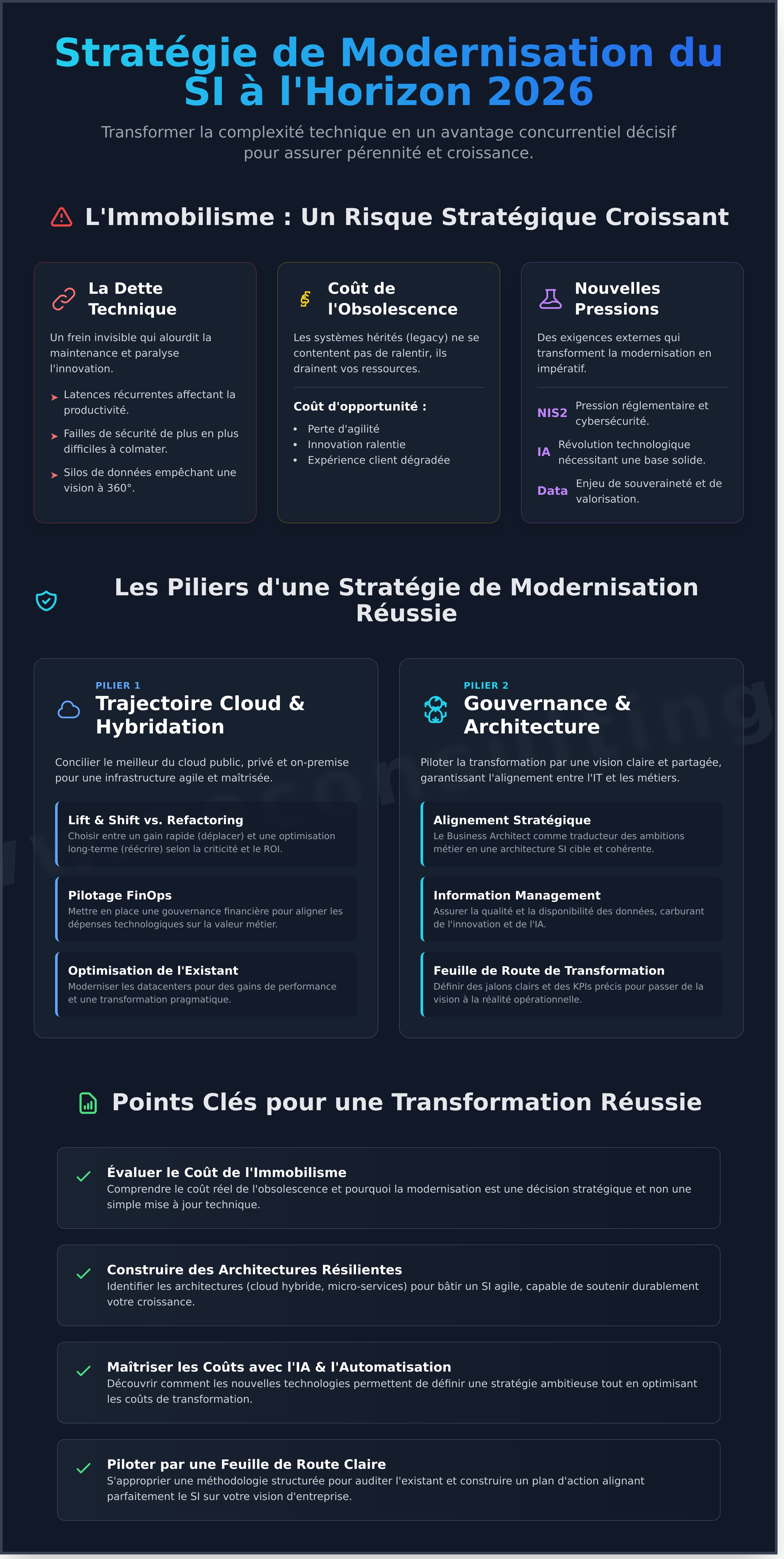 Stratégie de modernisation du SI infographic - visual guide