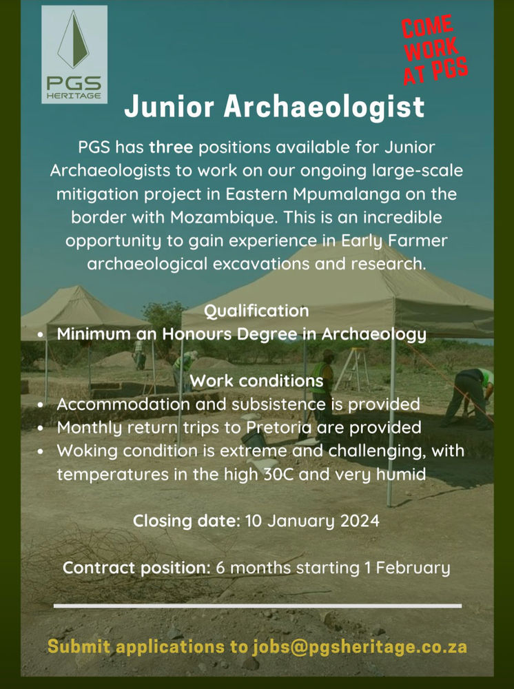 Hiring Junior Archaeologists, PGS InArch Center