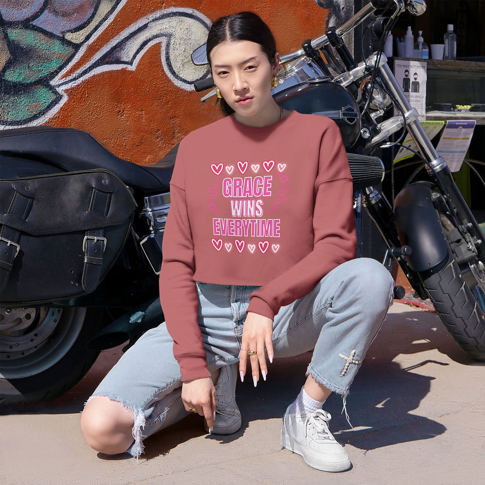 Thumbnail: Grace Wins Every Time, Cropped Sweatshirt, Christian Apparel