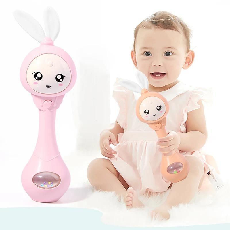 Thumbnail: Baby Bunny Musical Rattle Teether Toy Soft Safe & Soothing Fun