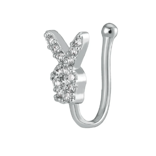 Thumbnail: Women Teens Gold Silver Plated Crystal Ear Cuff Fake Nose Ring