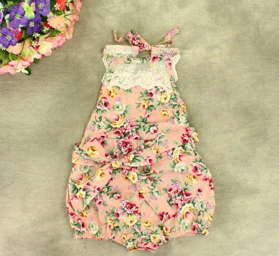 Thumbnail: Casual Baby Girls Flower Romper Jumpsuit