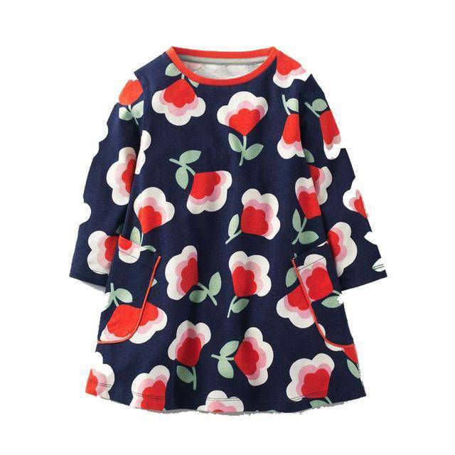 Thumbnail: Long Sleeve Princess Animal Flower Tunic Jersey Dress