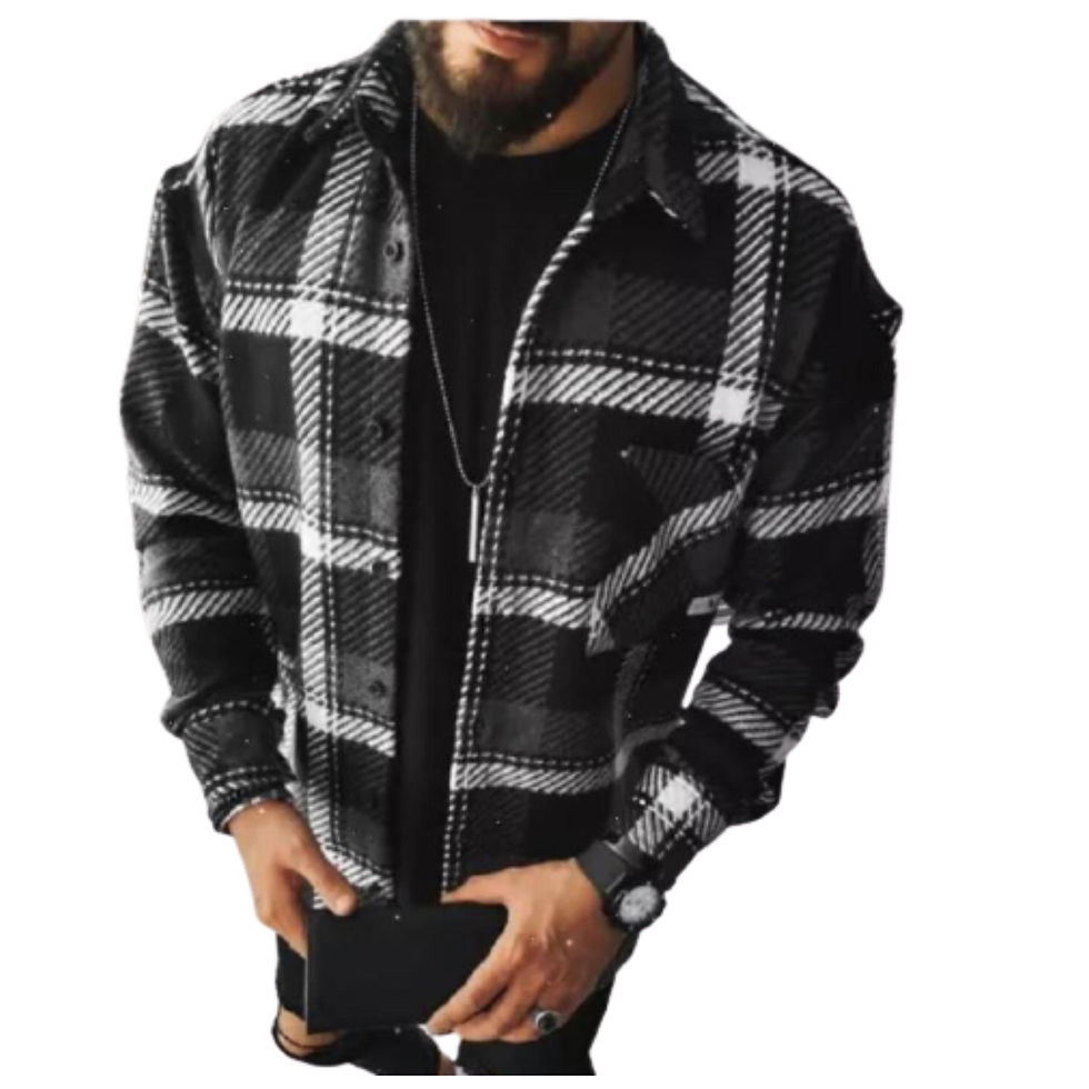 Thumbnail: Men's Casual Plaid 2021 Long Sleeve Single-Breasted Shirt