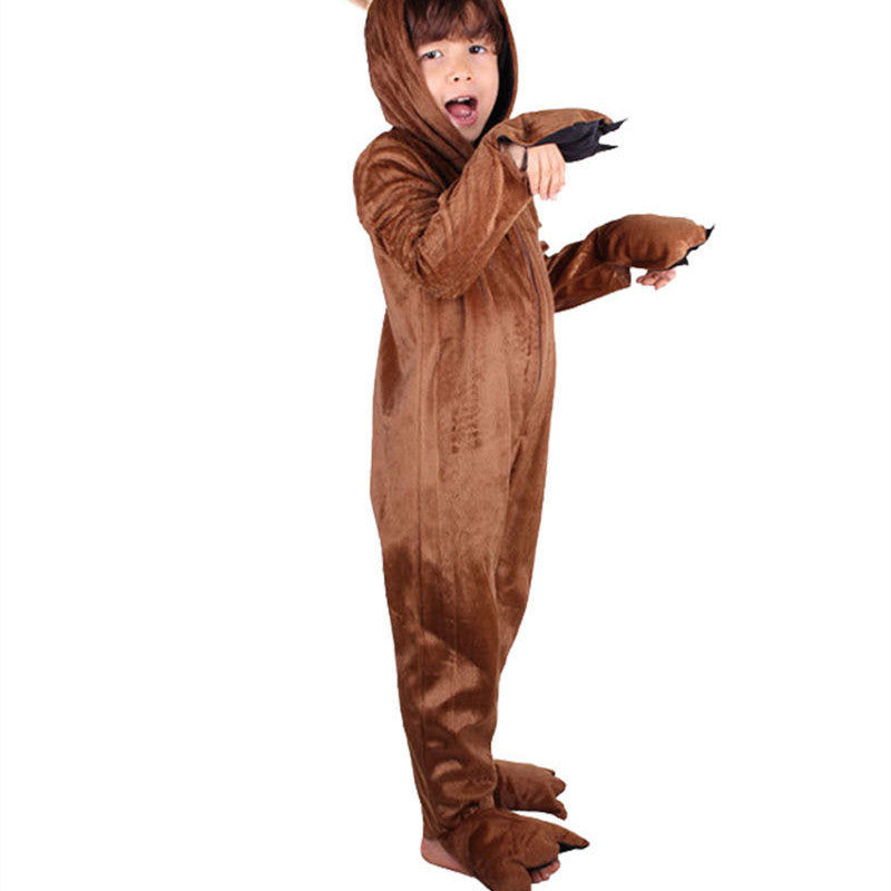 Thumbnail: Kids Brown Monkey Costume Animal Jumpsuit with Hood
