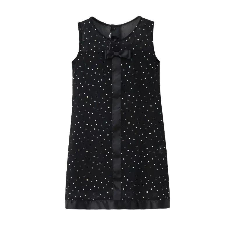 Thumbnail: Black Cute Bowknot Sequined Dress For Girls