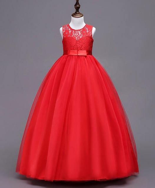 Thumbnail: Teenage Girls Lace Tulle Ball Gown Long Dresses