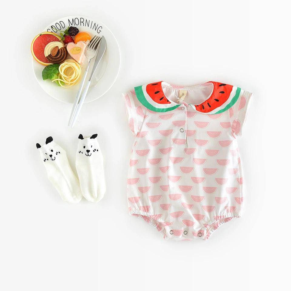 Thumbnail: Cute Baby Girls Print Melon Collar Bodysuit