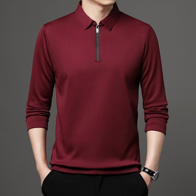Thumbnail: Men’s Slim Fit Long Sleeve Polo Shirt with Zip Collar