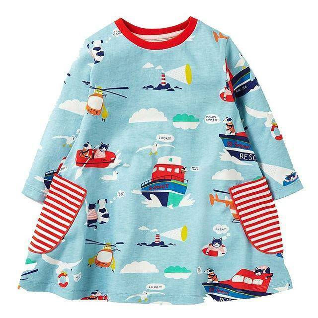 Thumbnail: Long Sleeve Princess Animal Flower Tunic Jersey Dress