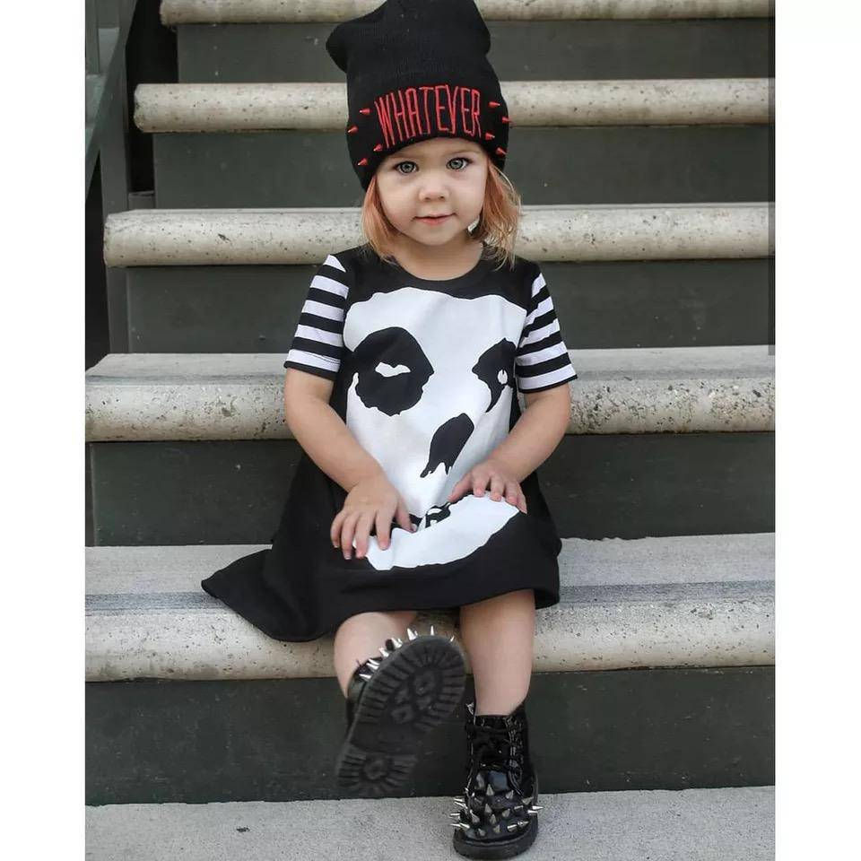 Thumbnail: Short Sleeve Girls Halloween Skull Costume Party