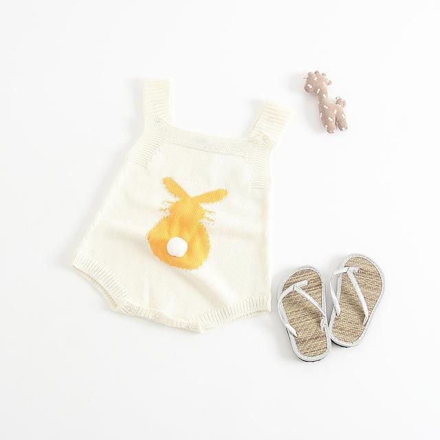 Thumbnail: Baby Girl Cotton Knitted Sleeveless Romper