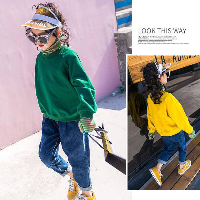Thumbnail: Kid Girls Turtleneck Shirts & Jeans Clothes