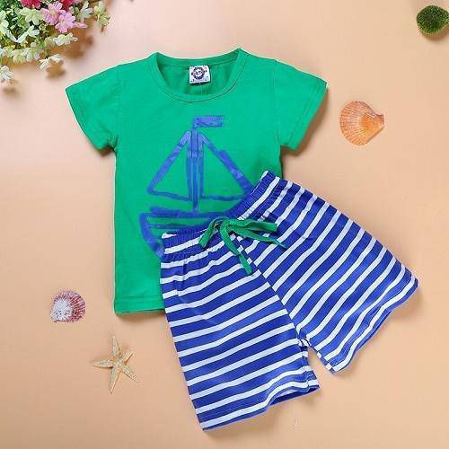 Thumbnail: Summer Kid Baby Boys Anchor Fish Cotton Clothes
