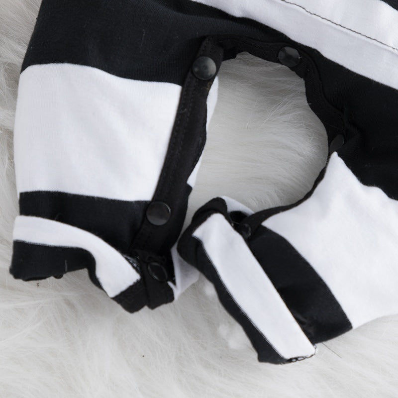 Thumbnail: Newborn Panda Striped Romper Clothes