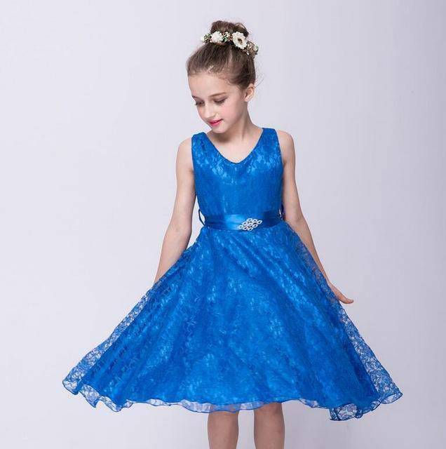 Thumbnail: Girls Tulle Lace Birthday Party Frock Dress