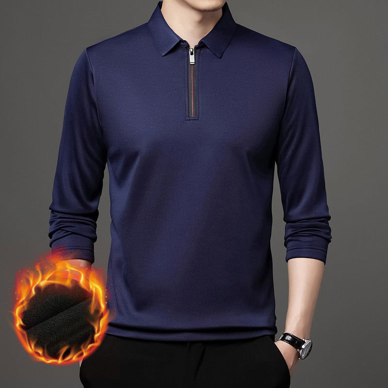 Thumbnail: Men’s Slim Fit Long Sleeve Polo Shirt with Zip Collar