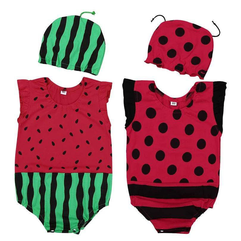 Thumbnail: Infant Ruffled Sleeveless Jumpsuit With Hat