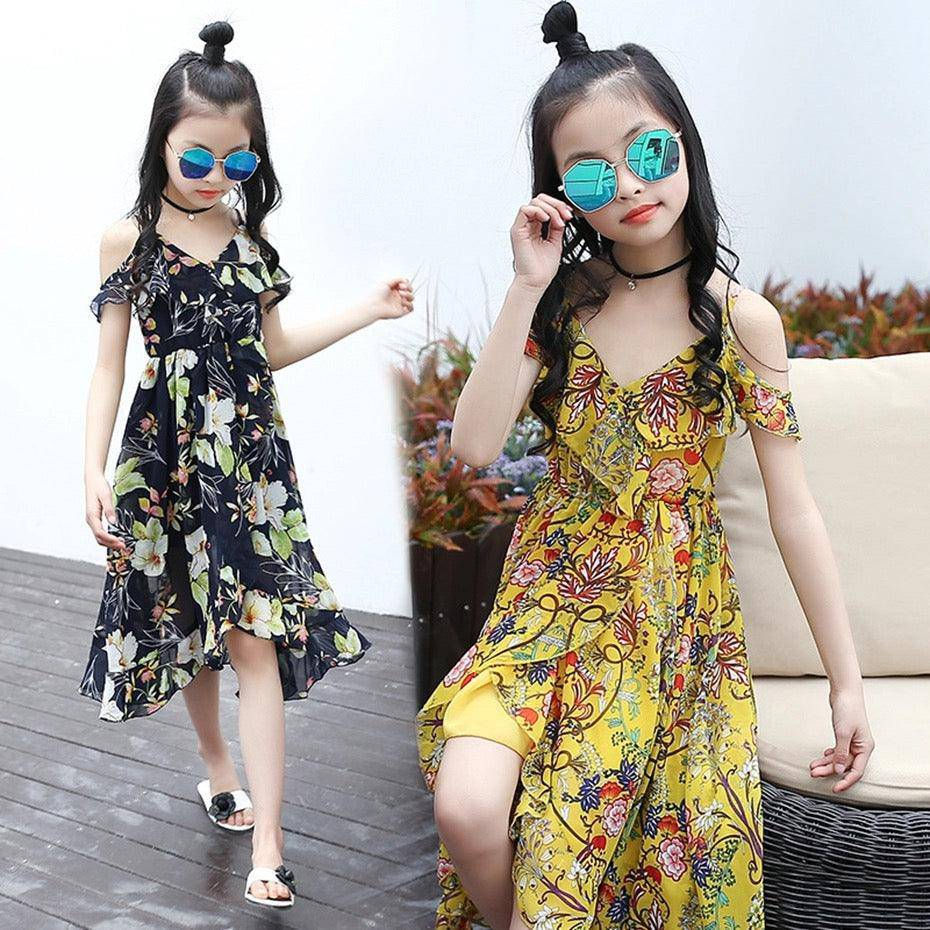 Thumbnail: Bohemian Style Floral Sleeveless Girls Dresses