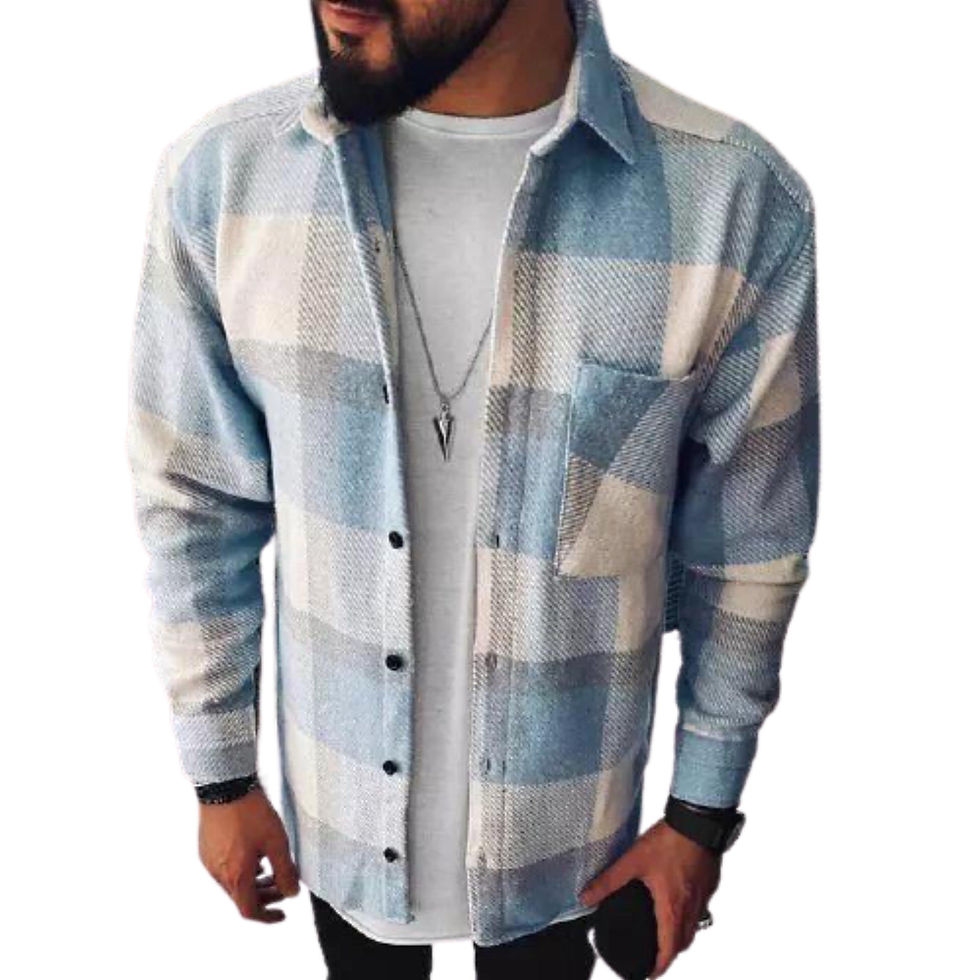 Thumbnail: Men's Casual Plaid 2021 Long Sleeve Single-Breasted Shirt
