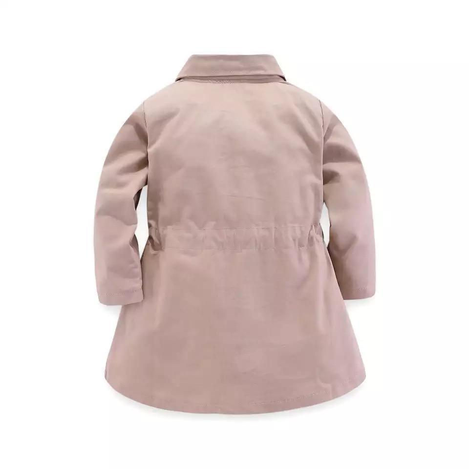 Thumbnail: Baby Girl Lapel Horn Long Sleeve Windbreaker Coat