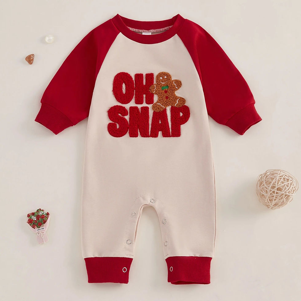 Thumbnail: Baby Christmas Romper OH SNAP Gingerbread Long Sleeve Bodysuit