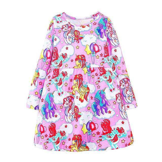 Thumbnail: Unicorn Girls Long Sleeve Dress Kids Clothes