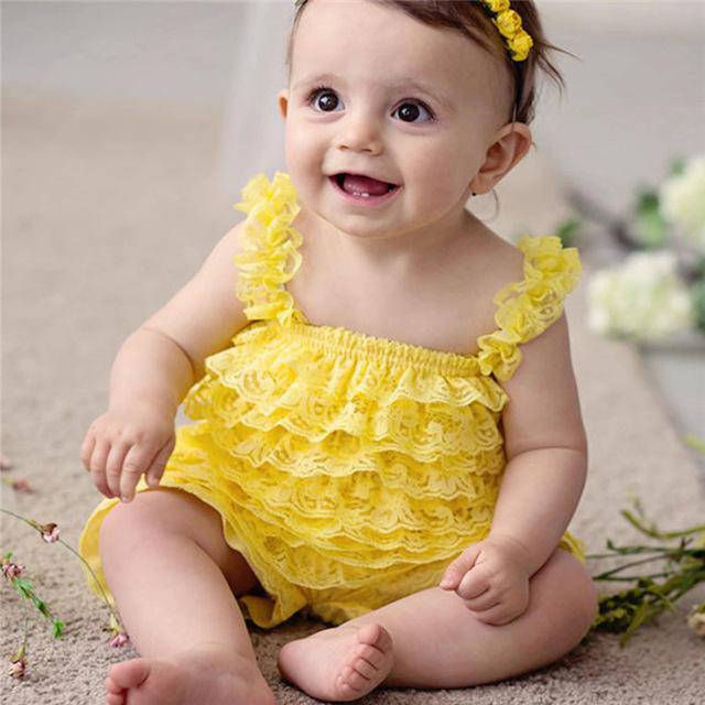 Thumbnail: Baby Girl Ruffled Lace Romper Jumpsuit Clothes