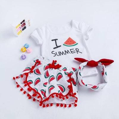 Thumbnail: Lovely Baby Kid Girls Short Sleeve With Headband Outfit