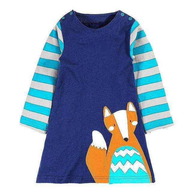 Thumbnail: Long Sleeve Princess Animal Flower Tunic Jersey Dress