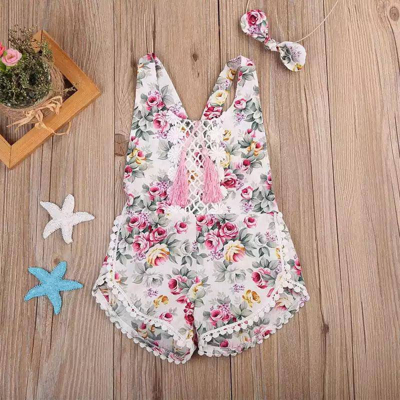 Thumbnail: Toddler Girls Floral Romper Headband
