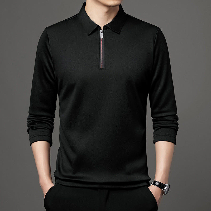 Thumbnail: Men’s Slim Fit Long Sleeve Polo Shirt with Zip Collar