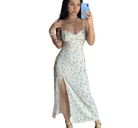 Thumbnail: Women Backless Bodycon Slit Midi Summer Elegant Dress