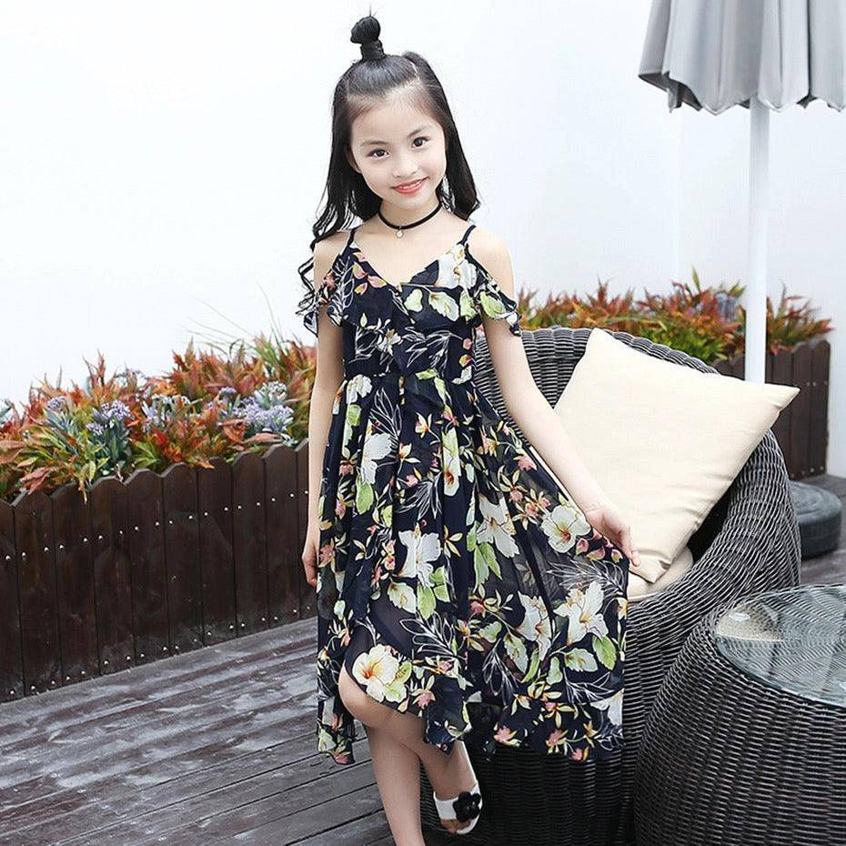 Thumbnail: Bohemian Style Floral Sleeveless Girls Dresses