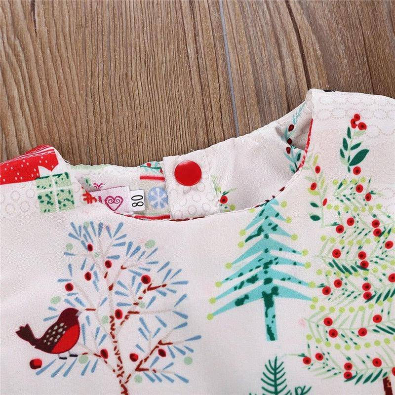 Thumbnail: Toddler Baby Girls Christmas Button Geometry Dress