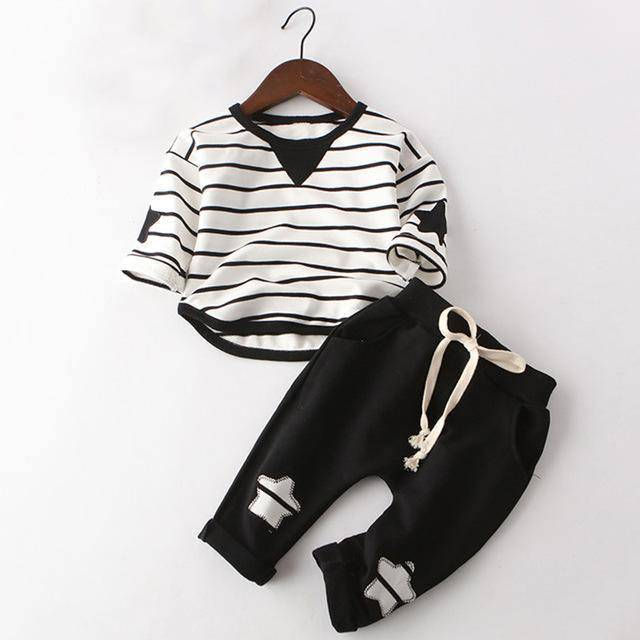 Thumbnail: Stylish Long Sleeve Appliqué T Shirt Pants Clothing