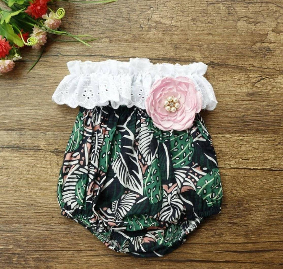 Thumbnail: Casual Baby Girls Flower Romper Jumpsuit