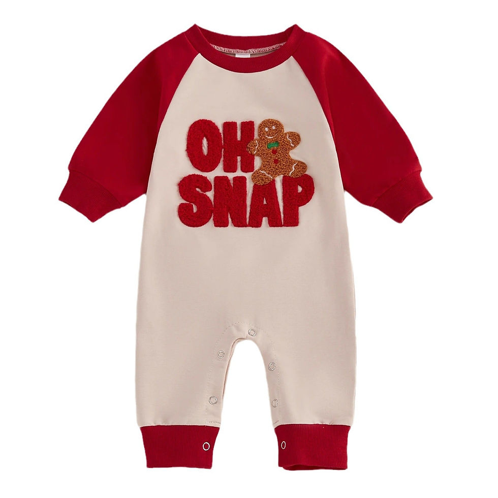 Thumbnail: Baby Christmas Romper OH SNAP Gingerbread Long Sleeve Bodysuit