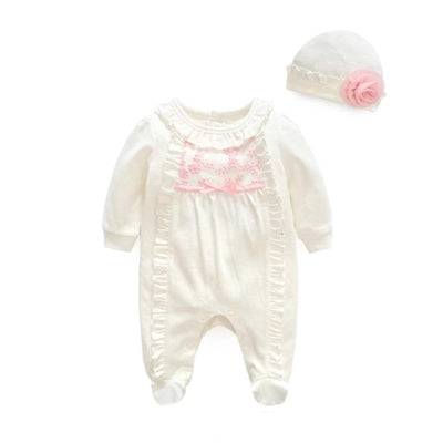 Thumbnail: Baby Girl Flower & Hats Footie Jumpsuit