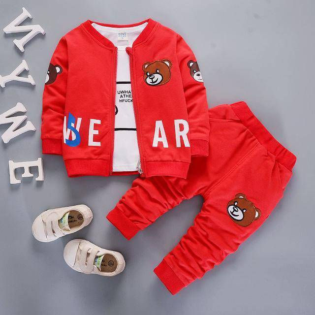 Thumbnail: Boys Bear Head Sets Shirt Vest Coat Pants Suit