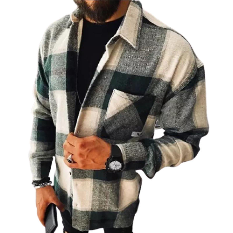 Thumbnail: Men's Casual Plaid 2021 Long Sleeve Single-Breasted Shirt