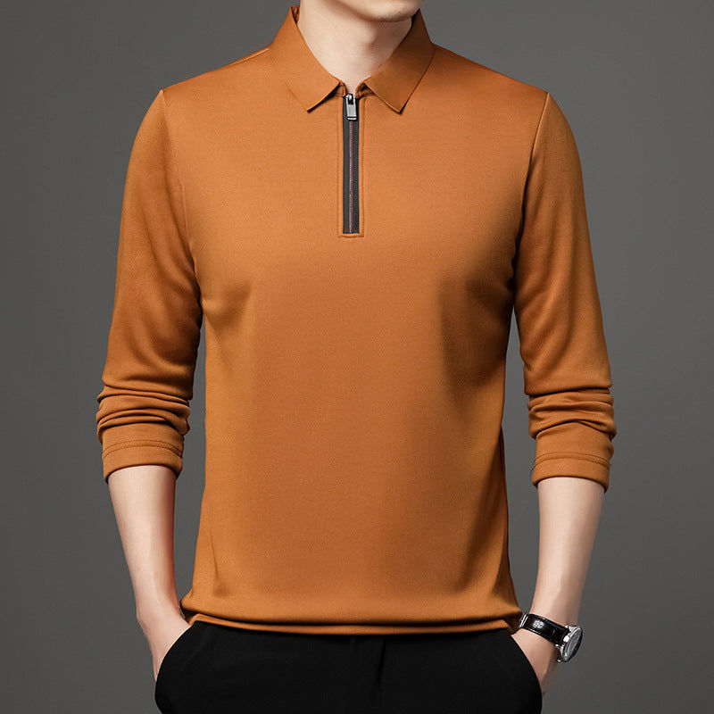 Thumbnail: Men’s Slim Fit Long Sleeve Polo Shirt with Zip Collar