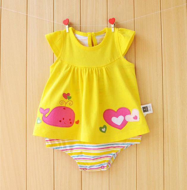 Thumbnail: Baby Girls Flower Romper Cotton Jumpsuit