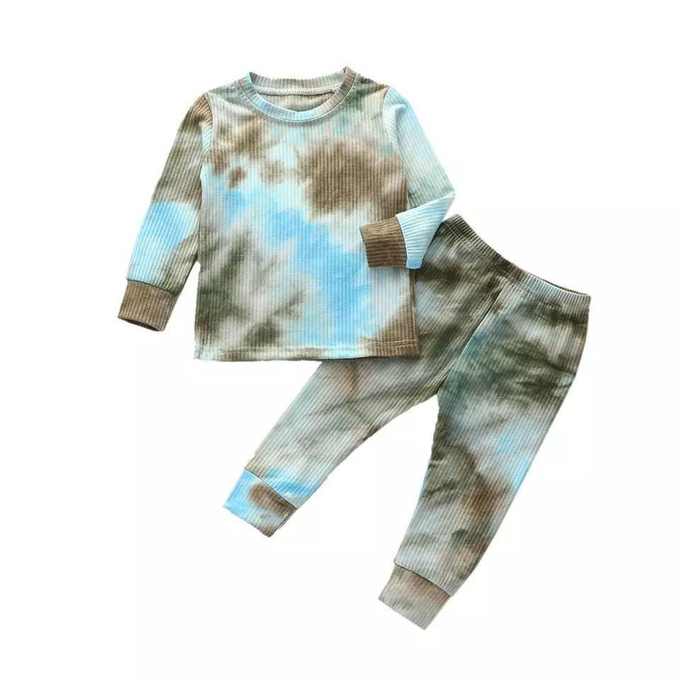 Thumbnail: Toddler Babies Ribbed Knit Matching Pajamas