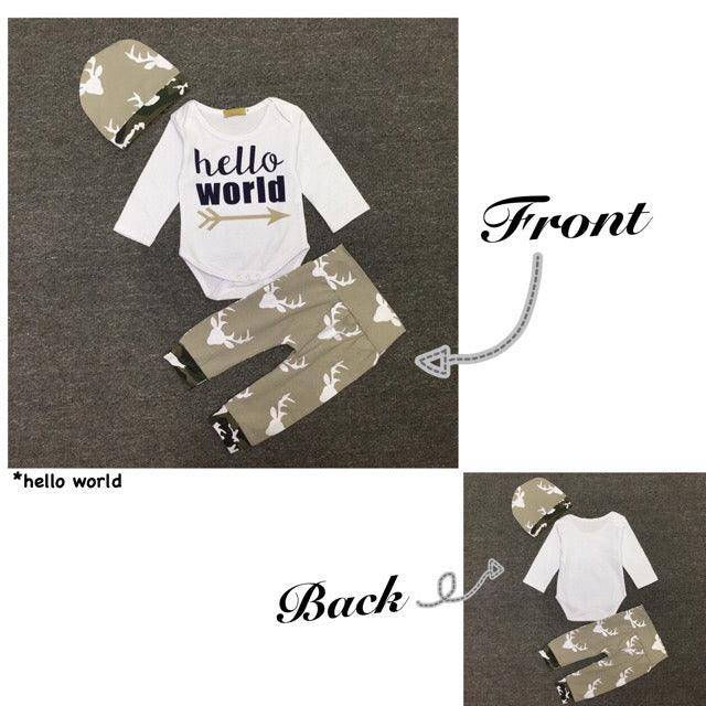 Thumbnail: Baby Boy Beanie Onesie Pants Outfit Clothes