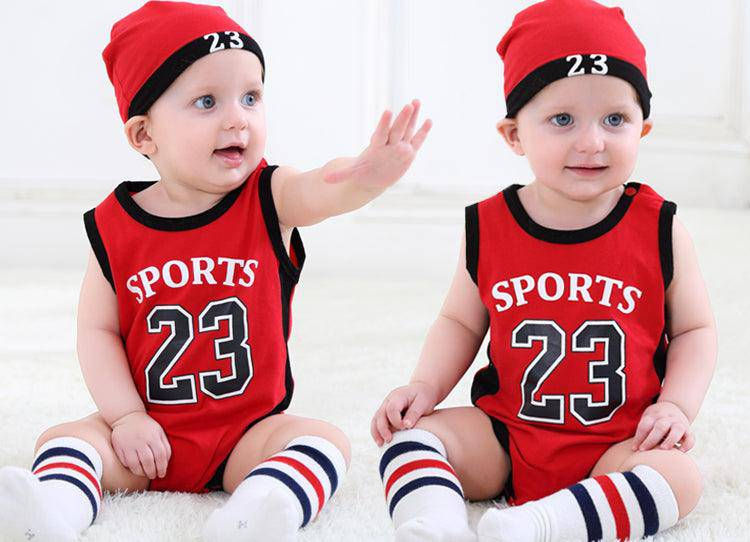 Thumbnail: Beanie Newborn Letter Jersey Romper