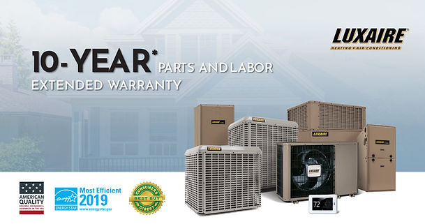 Luxaire 10 Year Extended Warranty Heating and Cooling Plymouth, IN Rochester, IN Bass Lake, iN Walkerton, IN Knox, IN Winamac, IN Furnace Repair, AC Repair, Heating and Air Conditioning Installation, Rooftop Unit