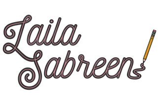 Laila Sabreen logo of a pencil writing the name Laila Sabreen.