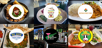 Collage of different international restaurants and their logos